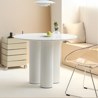 Table Ronde de Salle à Manger/Café/Réunion en Panneaux de Bois Haute Densité Finis Placage Style Nordique Minimaliste pour Cantines et Cafés
