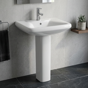 Lavabo sur pied en céramique blanche Vinus pour salon de coiffure, salle de bain, usage commercial - Product Image 5
