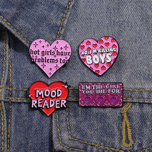 Sming Pins Les filles chaudes ont des problèmes aussi épingles en émail personnalisé femme puissance rose coeur broches insignes de revers drôle - Product Image 1