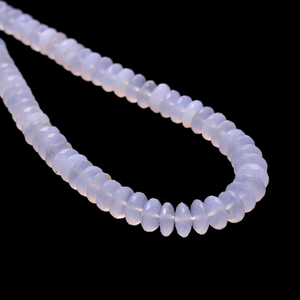 Blue Chalcedony 6mm-8mm Disc / Saucer / Wheel Faceted Beads 16inch Strand Natural Blue Chalcedony Gemstone German Cut Rondelle - Product Image 5