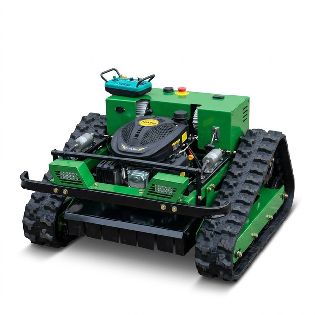 2026 New Model 500mm Tracked Remote Control Robot Lawn Mower  Rubber Crawler Lawn Mower for Farm Garden