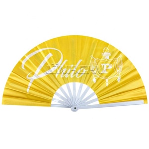 Éventail Big Clack Large 33Cm Polyester Satin Bambou Impression de Logo Personnalisé pour Accessoires de Festivals - Product Image 3