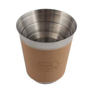 Tasses en acier inoxydable à paroi simple avec couvercle en cuir - Product Image 5