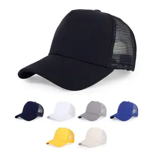 oem Factory custom plain cotton twill 3d 5 panel cap mesh trucker hat caps