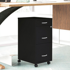 Wholesale Custom Commercial Grade Wooden Panel Modern Design Mobile <b>Filing</b> <b>Cabinet</b> 3 Drawers Pulley Key <b>Lock</b> for Office Archives - Product Image 3