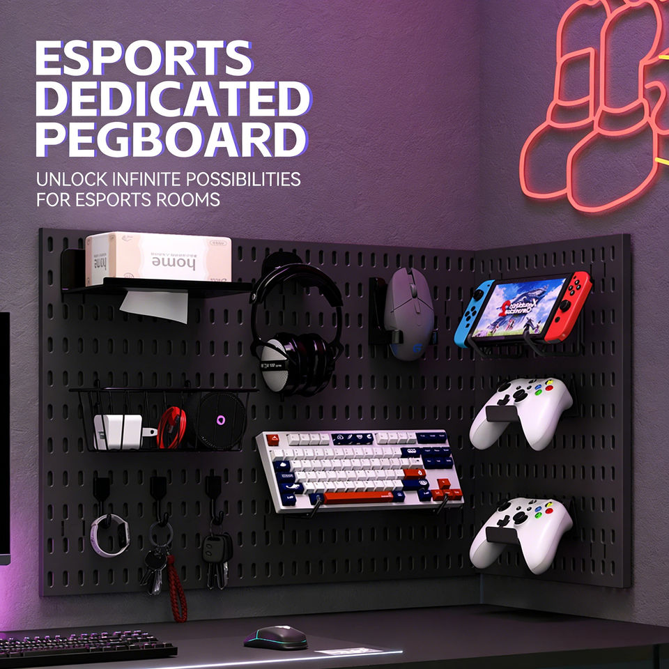 Gaming Room Storage DIY Peg Board, No-Drill Freestanding Partition with ...