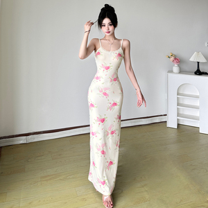 เดรสยาวลายดอกไม้สไตล์ฝรั่งเศส แต่งลูกไม้ ปะติดปะต่อ เปิดหลัง เซ็กซี่ สง่างาม เอวต่ำ สไตล์วันพักผ่อน - Product Image 5