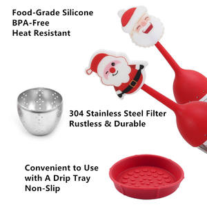 Natale Extra Fine maglia infusore creativo riutilizzabile in acciaio inox filtro in Silicone manico per sfuso foglia di <span class=keywords><strong>tisana</strong></span> tazza di tè - Product Image 2