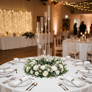 LEDA Clear Acrylic Candelabra 9 Arms <b>Tall</b> Crystal Candle Holder Wedding <b>Table</b> Centerpiece for Event Party Ceremony Decoration - Product Image 1
