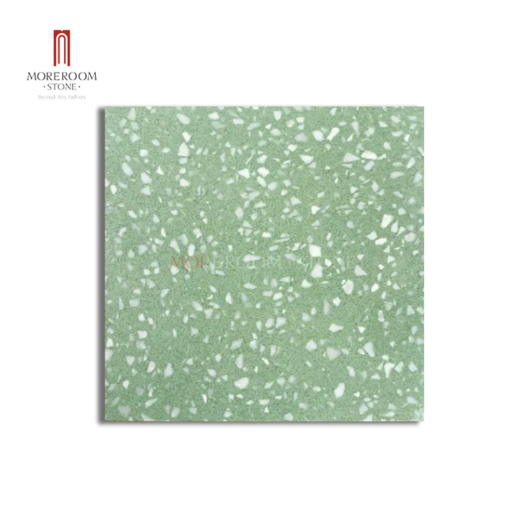 सफेद संगमरमर कुल हरे कांच terrazzo समग्र चीनी मिट्टी के बरतन टाइल आधार