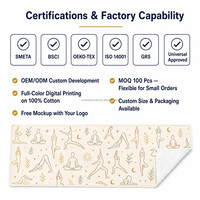Serviette de sport en coton 100% avec impression numérique personnalisée, motif pose de yoga, qualité contrôlée (QC), OEM, ODM, logo personnalisé, directement de l'usine