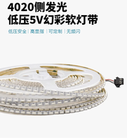 Bande lumineuse de 4mm de large adressable RVB à émission latérale 170/144 LEDs/m DC5V SK6812-SIDE-4020 LED Pixel Strip Flexible IP20/IP67