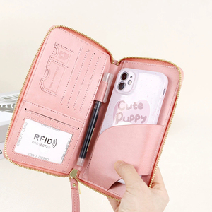 Multi <span class=keywords><strong>Card</strong></span> Slot Reiß verschluss Reisepass Brieftasche Tragbare Dokumenten abdeckung Karten halter Tasche PU Leder Pass halter - Product Image 5