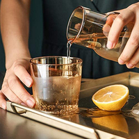 Ensemble de verres à vin, de tasses à thé, de bouilloire, de bouteille à boire, de carafe, de pichet en verre borosilicate avec couvercle, de tasses, couleur ambre chaud