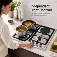 Cuisinière multifonction gaz et électrique, tête de combustion en acier inoxydable, allumage électronique, compatible gaz, classe d'efficacité énergétique 3200W