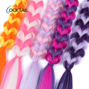 Cola de caballo trenzada de doble color, cola de caballo con giro cúbico 3D con banda de goma para niños - Product Image 3