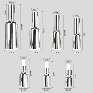 Botellas de Vidrio con Gotero Electrochapadas en Plata, Pipeta con Bulbo de Goma, Envase para Aceites Esenciales, Sueros y Cosméticos - Product Image 6