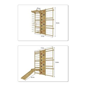 Oem ODM đa chức năng 9 trong 1 trong nhà trẻ em trẻ em phòng tập thể dục gỗ Thụy Điển Thang leo tường - Product Image 6