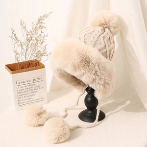 Chapeau d'hiver en fausse fourrure pour <span class=keywords><strong>femme</strong></span> avec <span class=keywords><strong>pompon</strong></span>, cache-oreilles chauds - Product Image 4
