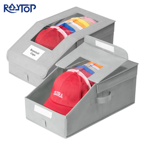 Large Stackable Hat Organizer for Baseball Caps Clear Window Holds 28 Caps Foldable Hat Storage <b>Box</b> for Closet <b>Shelf</b> Storage - Product Image 1
