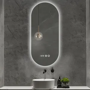 Nuevo Espejo Inteligente <span class=keywords><strong>LED</strong></span> Ovalado Moderno Personalizado Antivaho, Espejo <span class=keywords><strong>de</strong></span> <span class=keywords><strong>Baño</strong></span> sin Marco <span class=keywords><strong>para</strong></span> Tocador - Product Image 3