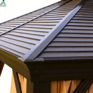 Pavillon <span class=keywords><strong>de</strong></span> <span class=keywords><strong>jardin</strong></span> <span class=keywords><strong>en</strong></span> métal imperméable ANCSEM pour l'extérieur, avec toit rigide <span class=keywords><strong>en</strong></span> aluminium, rideaux et moustiquaire - Product Image 6