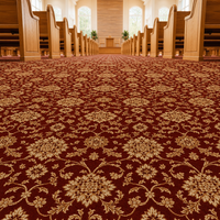 Moquette murale à mur pour église, rouge, à motifs, en nylon Axminster 12 mm, sur mesure pour projet