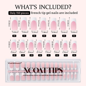 ผู้ผลิตเล็บปลอม XCOATTIPS ขายส่งเล็บปลอมทรงเหลี่ยมยาวแบบเฟรนช์ทิป เจลนิ่ม 150 ชิ้น X Coat Tip คุณภาพระดับซาลอน - Product Image 6