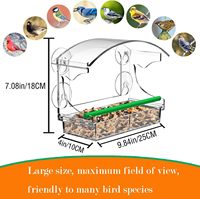 Comedero para Pájaros de Plástico Transparente Grande para Exteriores con Diseño de Ventana y Fuerte Ventosa para Loros
