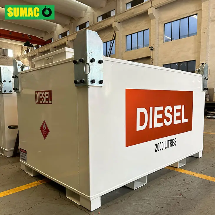 Réservoir de stockage de mazout diesel à double paroi en acier au carbone personnalisé de 2000 litres