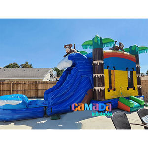 Château gonflable bleu sur le thème du soleil et <span class=keywords><strong>ballon</strong></span> de <span class=keywords><strong>plage</strong></span>, maison de saut avec toboggan, château gonflable pour enfants, maison de saut pour fête - Product Image 5