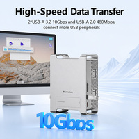 Hub USB-C Type-C Multifonction pour MAC Mini M4/M4 Pro 2024, Station d'Accueil Support en Aluminium avec Boîtier SSD NVMe 10 Gbit/s