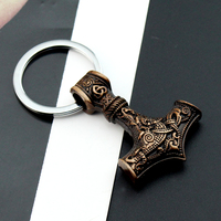 Porte-clés amulette runique scandinave Marteau de Thor Mjolnir Vegvisir Ancre Pendentif Bijoux pour homme