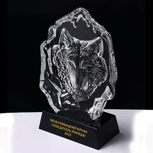 ถ้วยรางวัลคริสตัลรูปหัวหมาป่าสุดสร้างสรรค์,เหรียญรางวัลสำหรับเล่นกีฬาตามสั่งงานศิลปะที่ได้รับรางวัลพนักงานดีเด่นอุปกรณ์ตกแต่งบ้านภูเขาน้ำแข็งหัวหมาป่า - Product Image 2