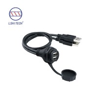 Câble d'extension Lshitech M25.2 en nylon étanche IP67 avec double connexion USB 2.0/3.0, adaptateur de connecteur circulaire femelle vers mâle 0,1-1m