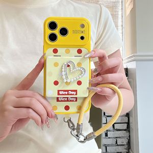Funda de Teléfono con Espejo de Corazón de Puntos para iPhone, Funda Protectora a Prueba de Golpes con Cordón, Funda de Silicona IMD - Product Image 6