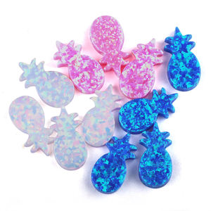 Breloques d'<span class=keywords><strong>opale</strong></span> d'<span class=keywords><strong>ananas</strong></span> bleu rose blanc pour la fabrication de bijoux pierre d'<span class=keywords><strong>opale</strong></span> d'<span class=keywords><strong>ananas</strong></span> plat double synthétique avec trou - Product Image 2
