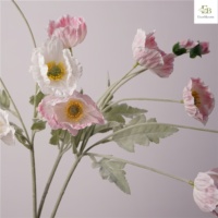 Bunga Poppy Buatan 4 Kepala Simulasi Tinggi Everbloom, Sentuhan Realistis, Batang Pink, Melembapkan, untuk Vas, Pernikahan, dan Dekorasi Rumah
