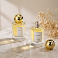 Flacon cylindrique en verre de luxe de haute qualité pour parfum, 30ml, 50ml, 100ml, avec bouchon à vis, rechargeable, pour sérum de soin, vente en gros, en stock