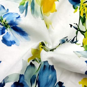 Tela <span class=keywords><strong>de</strong></span> Alta Calidad con Estampado Floral Azul, Tejido Liso, 45% Algodón, 55% <span class=keywords><strong>Lino</strong></span>, 106 GSM, para Bolsas <span class=keywords><strong>de</strong></span> Ropa y Fundas - Product Image 4