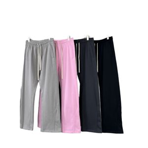 Pantalones Deportivos Holgados de Algodón Casual, Hechos a Medida, con Cordón, Gruesos, de Pierna Ancha, con Rayas, Estilo Urbano - Product Image 1