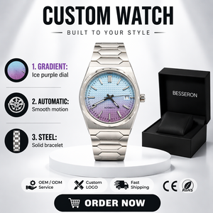 Luxury Men's <b>Mechanical</b> <b>Watch</b> Custom Made Logo High Quality Stainless Steel Band Glass Crystal Analog Display 5BAR Waterproof - Product Image 1