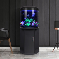 Aquarium Moderne Semi-Circulaire pour Poissons Rouges, pour Salon, Maison, Petite Taille, Verre Haute Définition, Économie d'Énergie Intelligente