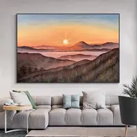 ArtUnion Sunrise üzerinde dağ 100% el-boyalı yağlıboya manzara oturma odası dekorasyon boyama