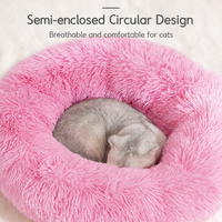 Lit pour chien en forme de donut, moderne, en peluche longue, apaisant, lavable, en fibres douces, écologique, portable, pour grands chiens et chats, vente en gros