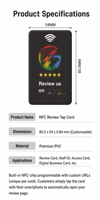 Mini-étiquette NFC personnalisable en PVC avec code QR pour téléphone, carte de visite électronique NTAG213/215 pour avis sur les réseaux sociaux