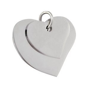 Ciondolo a Due Cuori, Componenti e Accessori per Gioielli in Acciaio - Product Image 1