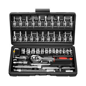46Pcs <span class=keywords><strong>1</strong></span>/4 Inch Ổ Đĩa Metric Ổ Cắm Đặt Tự Động Sửa Chữa Hộ Gia Đình Sử Dụng 3 Màu Ratchet Cờ Lê Tên Bộ Công Cụ Hộ Gia Đình Ổ Cắm Bộ - Product Image 2