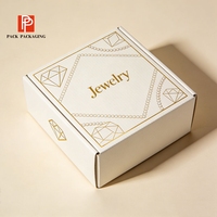 Boîte à bijoux en papier de luxe personnalisée, emballage en carton ondulé, boîte d'expédition avec logo, boîte de rangement pliable pour colliers et bagues