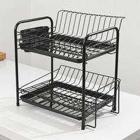 Égouttoir à vaisselle double couche en fer pour cuisine, support de rangement multifonctionnel pour tasses, bols et baguettes, non pliable, minimaliste